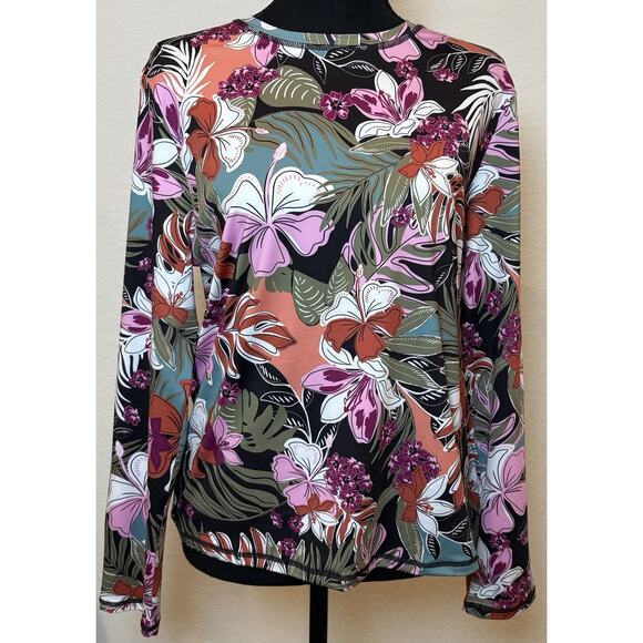 Roxy Women's Rash Guard Multicolor Floral Pattern UPF 50+ Size Large - Picture 1 of 4